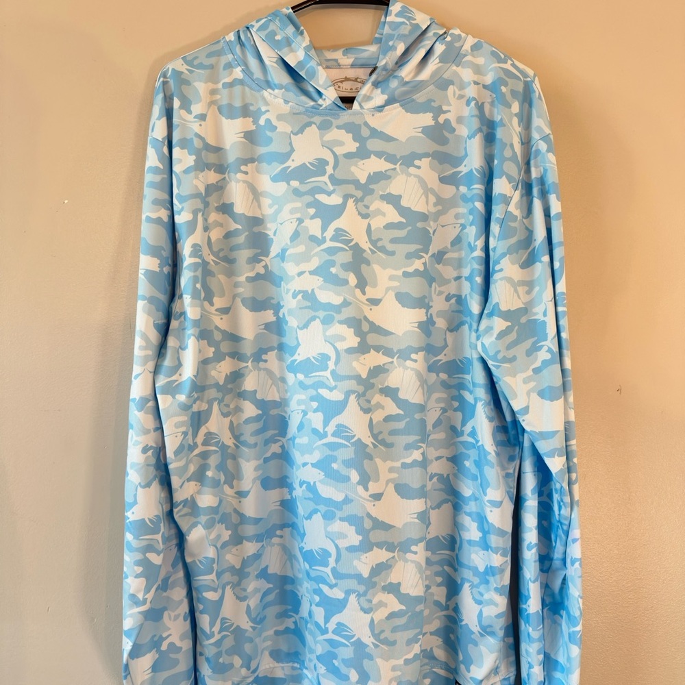 Bluefin Light Blue Camouflage Men's Performance Lightweight Hoodie